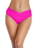 Emoswim - Women's Tummy Control V Cut Swimsuit Bottoms-Neon Pink