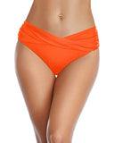 Emoswim - Twist Bikinihose Geraffte Freche Hochgeschnittene Badehosen-Neonorange