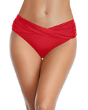 Emoswim - Damen V-Schnitt Badehose mit vollständiger Abdeckung - Rot