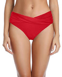 Emoswim - Damen V-Schnitt Badehose mit vollständiger Abdeckung - Rot