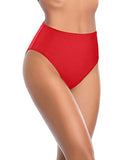 Emoswim - High Waisted Bikini Bottoms Tummy Control Swim Bottoms-Red