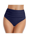 Emoswim – High-Waist Bikinihose für Damen mit Bauchkontrolle, geraffte Badeshorts – Marineblau