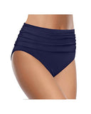 Emoswim – High-Waist Bikinihose für Damen mit Bauchkontrolle, geraffte Badeshorts – Marineblau