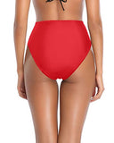 Emoswim - High Waisted Bikini Bottoms Tummy Control Swim Bottoms-Red