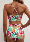 Emoswim - 2026 Summer Two Piece Bikini Set U-Wire Cutout High Waisted Swimsuit-Leopard Pink Lily