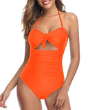 Emoswim – Sexy Cutout Bauchweg Retro High Waist Badeanzug – Neon-Orange