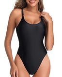 Emoswim - Stylischer Badeanzug mit niedrigem V-Ausschnitt, figurbetont, für Damen – Schwarz