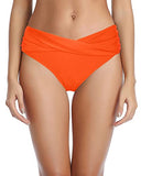 Emoswim - Twist Bikinihose Geraffte Freche Hochgeschnittene Badehosen-Neonorange