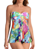 Emoswim – Zweiteiliger, trägerloser Tankini-Badeanzug für Damen mit Flyaway-Oberteil – Farbe: Batik