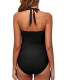 Emoswim – Neckholder Vintage Badeanzug Figurformend Einteiler – Schwarz