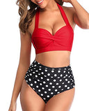 Emoswim – Zweiteiliger Vintage-Badeanzug mit High-Cut Bikinihose – Rote Punkte