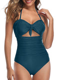 Emoswim – Abnehmbarer und verstellbarer Neckholder-Badeanzug mit sexy Cutouts – Teal