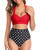 Emoswim – Zweiteiliger Vintage-Badeanzug mit High-Cut Bikinihose – Rote Punkte