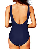 Emoswim – Sexy, durchsichtiger Netz-Badeanzug mit U-Rücken-Design – Marineblau