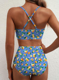 Emoswim – Zweiteiliger Bikini mit U-Bügel, Cut-Out und hoher Taille, 2026 Sommer – Grün Pink Lily