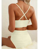 Emoswim - 2026 Sommer Zweiteiliger Bikini-Set U-Bügel Cutout High Waisted Badeanzug – Beige