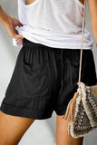 Emoswim-Damen-Shorts mit Kordelzug, sommerlich, elastischer Bund, leger, leicht, mit Taschen