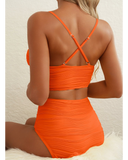 Emoswim – Zweiteiliger Bikini-Set Sommer 2026 mit U-Bügel und Cut-Out, High Waist Badeanzug – Orange