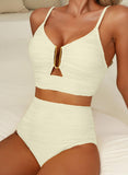 Emoswim High-Waist Bauchweg Bikini Set Texturiertes U-Bügel Cutout Bademode HWTC2301