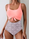 Emoswim-Women's One Piece Swimsuit Tummy Control Slimming Bathing Suit Cutout Tie Knot Swimwear