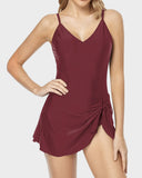 Emoswim - Damen figurformender Einteiler Badeanzug mit Bauchkontrolle – Rot