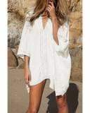 Emoswim - White V-Neck Loose Cover Up-White