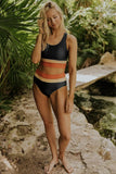 EMOSWIM - Schwarzes Colorblock Bikini-Set mit Cut-Outs am Rücken