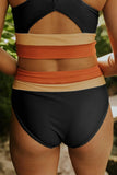Emoswim-Black Cut Back Bikini-Set mit Farbblockdesign