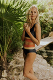Emoswim-Black Cut Back Bikini-Set mit Farbblockdesign