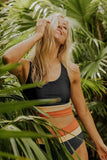 Emoswim-Black Cut Back Bikini-Set mit Farbblockdesign