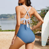 Emoswim Damen Einteiler-Badeanzüge Bauchkontrolle Cutout High Waisted Wickel-Badeanzug zum Binden hinten