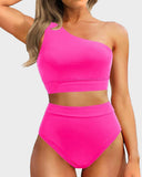 Emoswim High-Waist One-Shoulder Bikini-Set mit Bauchkontrolle