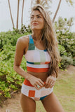 Emoswim-Multi-Colored Pixel Color block Bikini