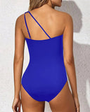 Emoswim – Einteiliger Badeanzug für Damen mit einer Schulter, Bauchkontrolle – Blau