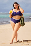 Emoswim-Navy & Weißer Bikini mit V-förmiger Öffnung DGPS1512