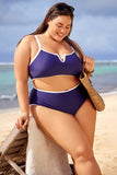 Emoswim-Navy & Weißer Bikini mit V-förmiger Öffnung DGPS1512