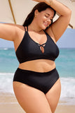 Emoswim-Bikini mit doppelten Trägern, überkreuztem Rücken und tiefem V-Ausschnitt DGPS1513