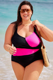 Emoswim-Colorblock Mesh Paneled Cross-Wrap One Piece Swimsuit DGPS1515