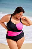 Emoswim-Colorblock Mesh Paneled Cross-Wrap One Piece Swimsuit DGPS1515
