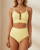 Emoswim - 2026 Summer Two Piece Bikini Set U-Wire Cutout High Waisted Swimsuit-Yellow Cream