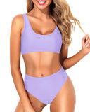 Emoswim - Vintage High Cut Badeanzug mit hoher Taille - Hellviolett